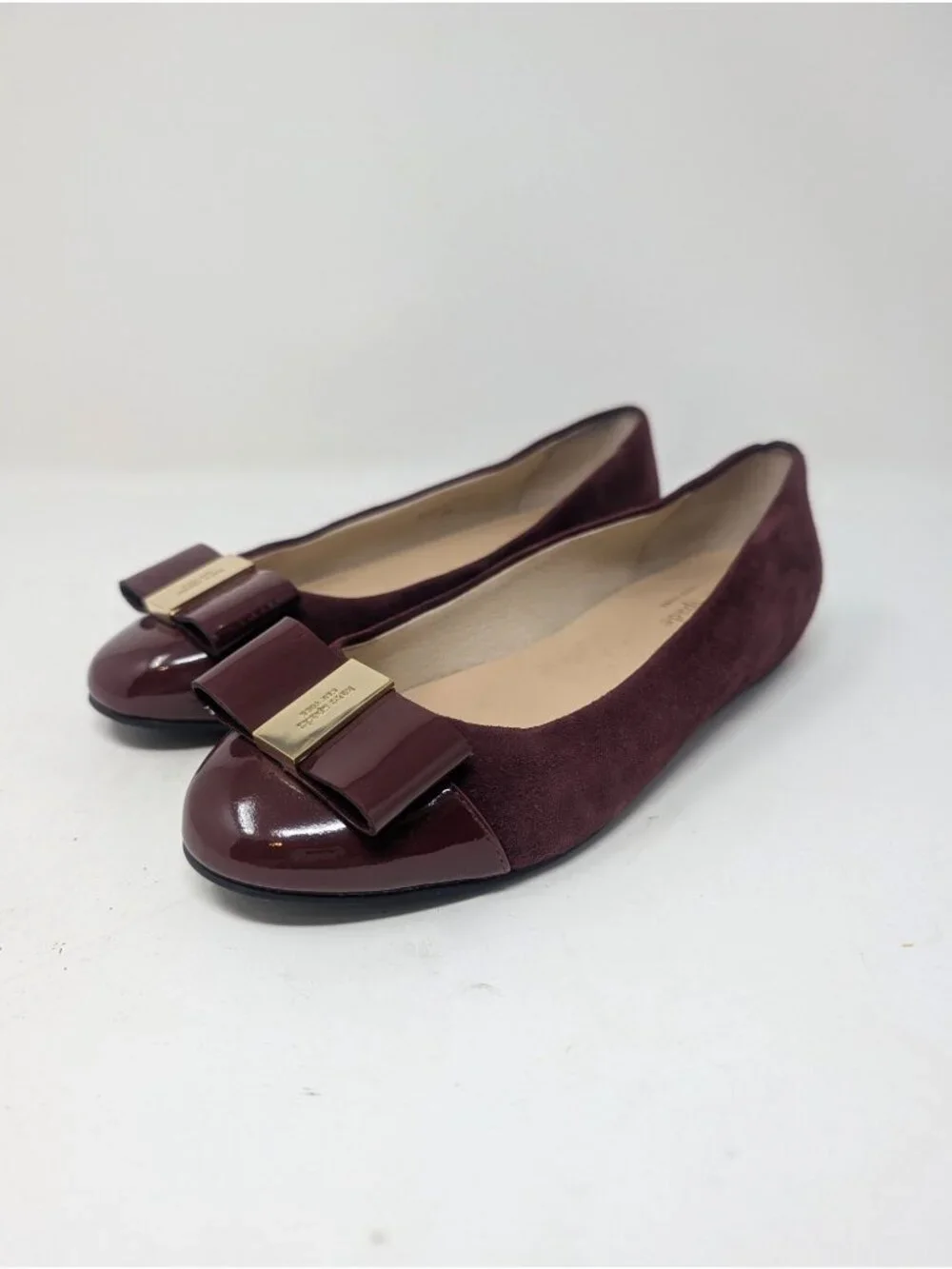 Kate Spade Burgundy Ballet Flats 6 Suede Patent Leather